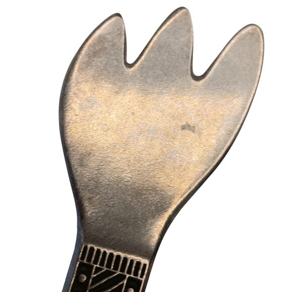 Wilton Armetale Pewter Serving Utensils Spoon & Fork Black & Silver Aztec Design - Picture 5 of 9